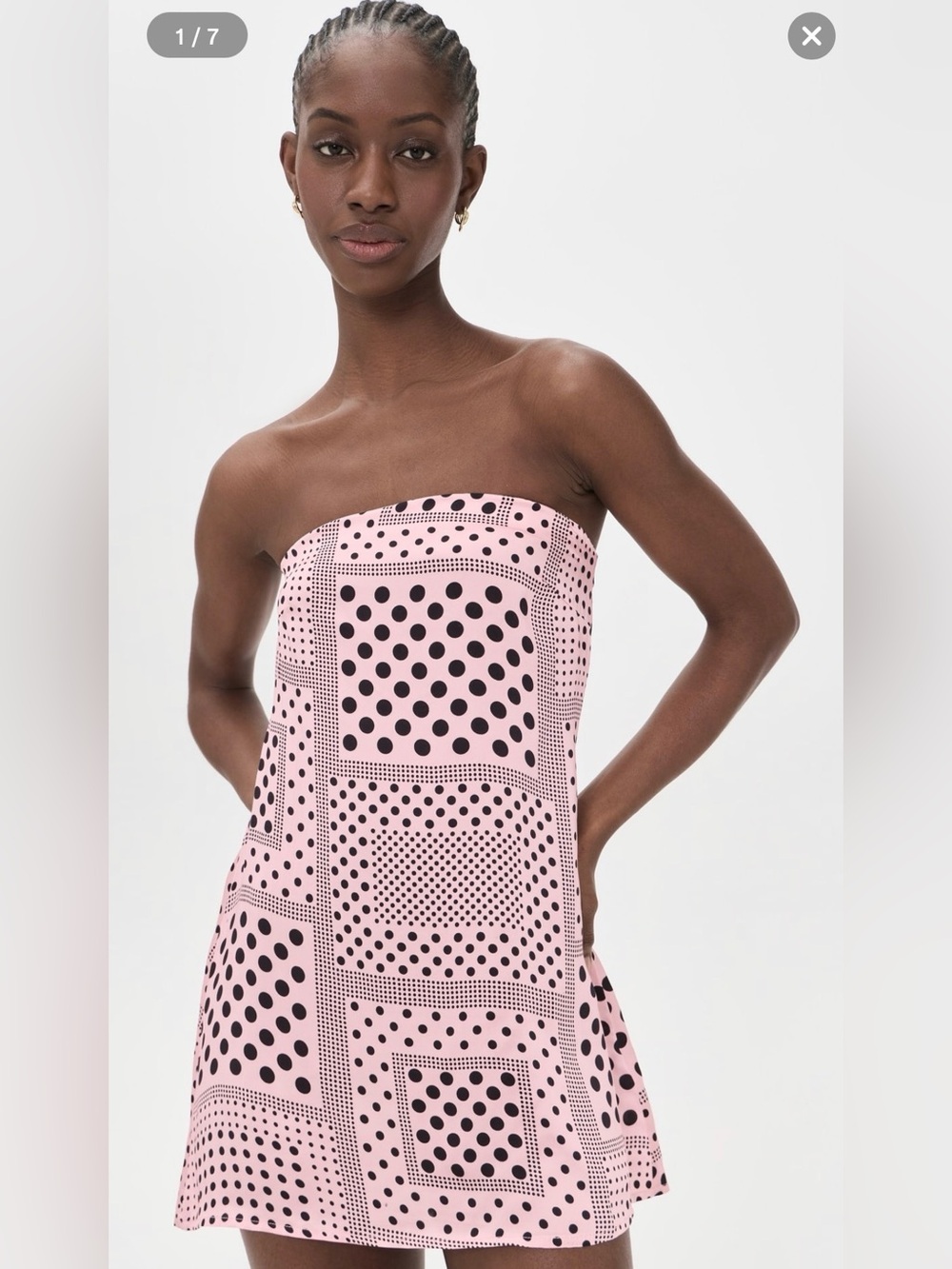 RESA Olive Strapless Pink Polka Dot Mini Dress